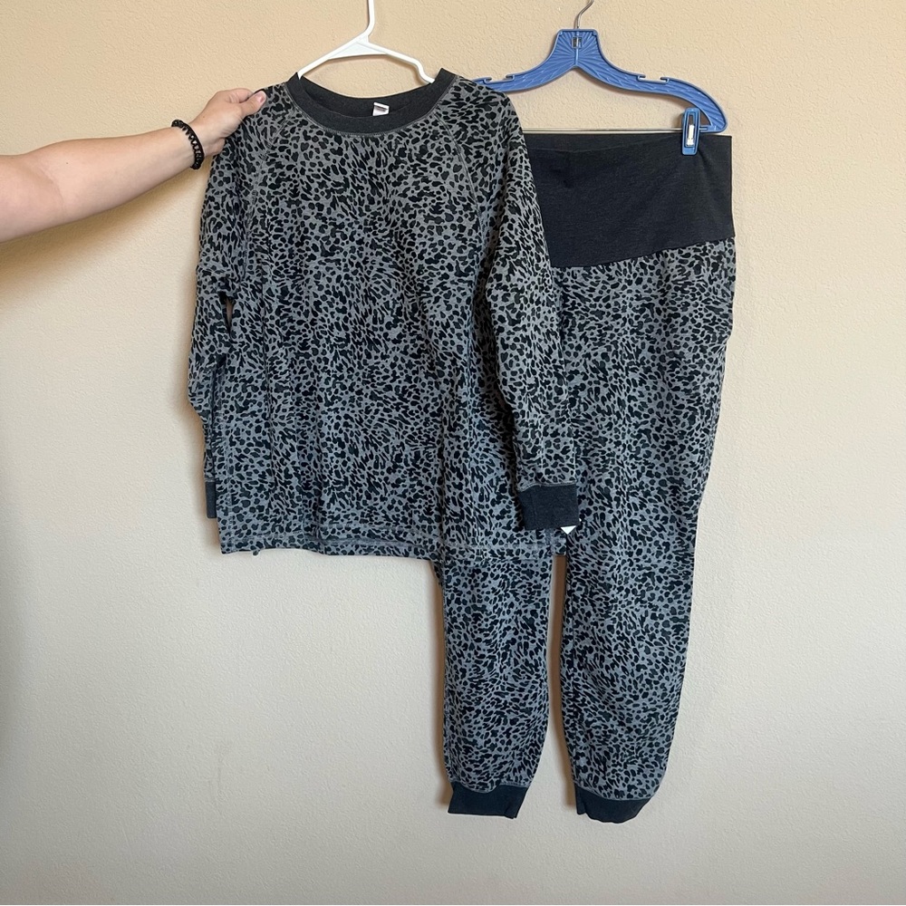 Grey Leopard pants/shirt set maternity